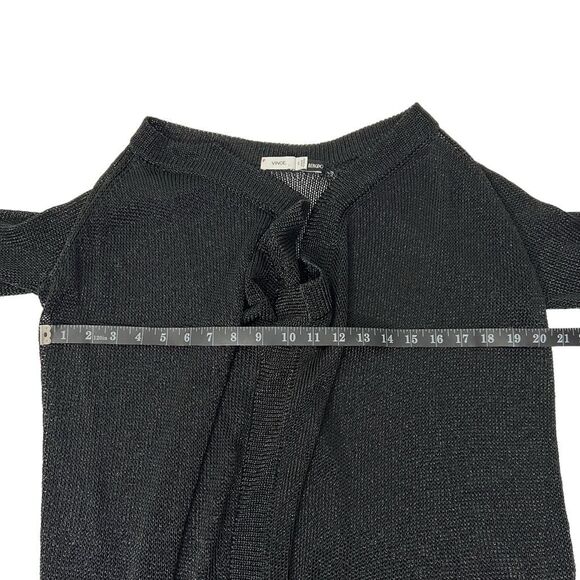 Vince Black Metallic Thread Open Front Cardigan Xsmall Mesh Waterfall Sweater - Picture 12 of 15